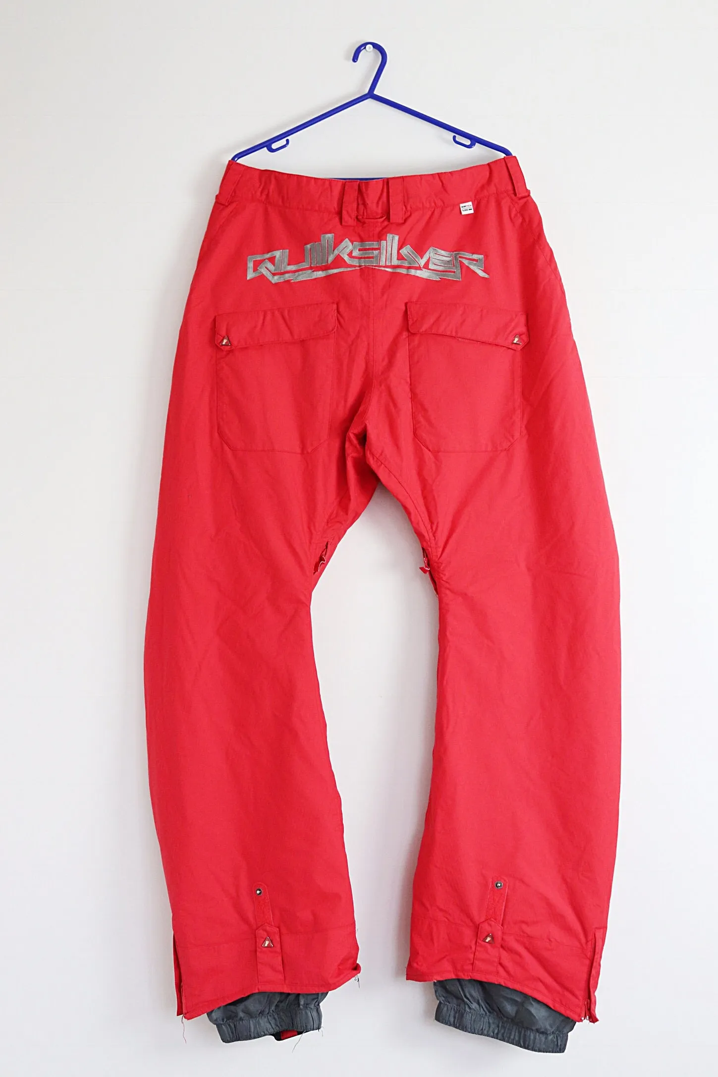 00S Y2K MEN UNISEX QUIKSILVER FLOURO RED TECH PANTS TROUSERS