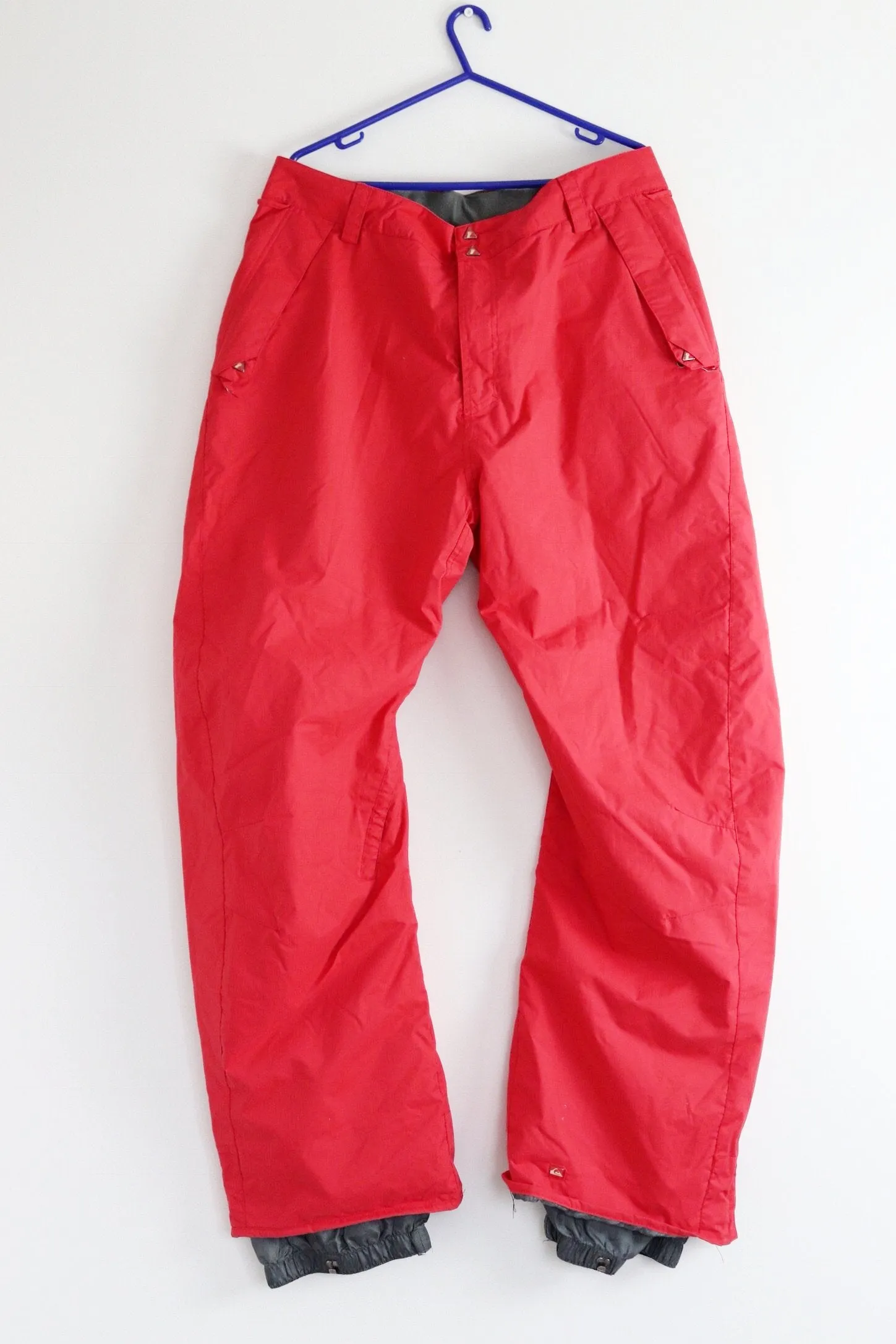 00S Y2K MEN UNISEX QUIKSILVER FLOURO RED TECH PANTS TROUSERS