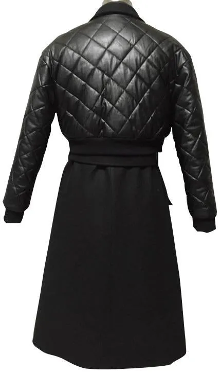 2 Piece Wool Coat & Short Puffer Jacket Black