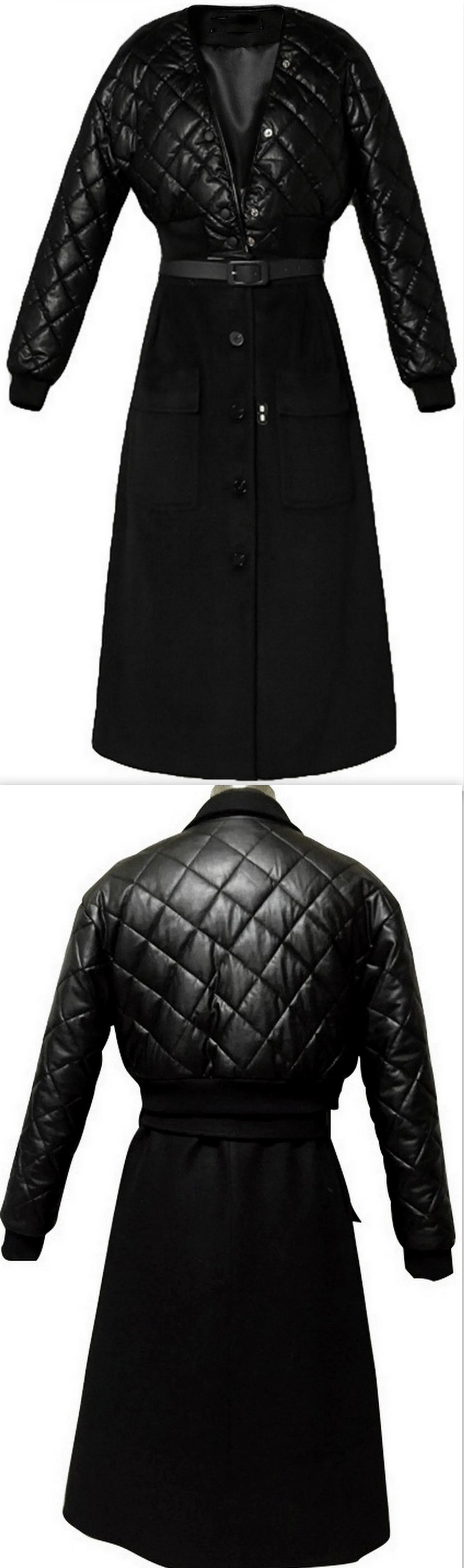 2 Piece Wool Coat & Short Puffer Jacket Black