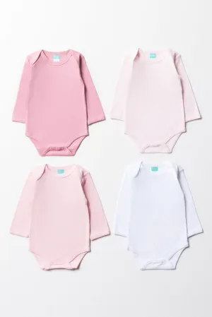 4 Pack Long Sleeve Bodyvest Pink