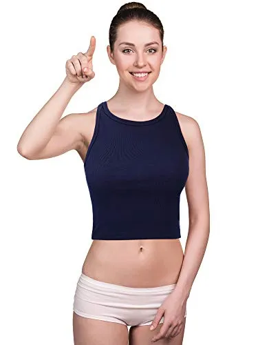 4 Pieces Basic Crop Tank Tops Women Sleeveless Racerback Crop Tops Sport Crop Tops for Lady Girls Daily Wearing (Black, Dark Grey, Navy Blue, White, Small, Numeric_1)