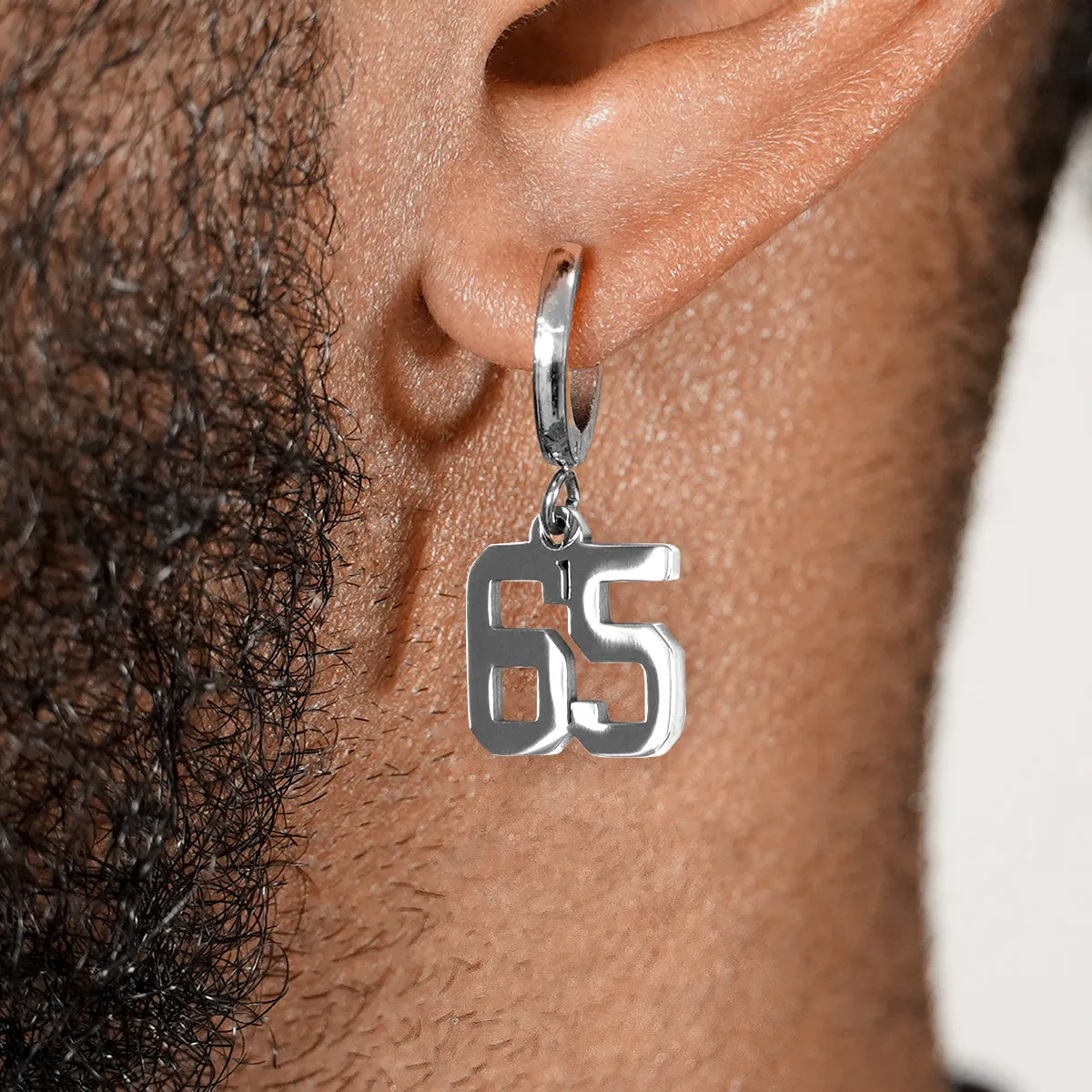 65 Number Earring - Stainless Steel