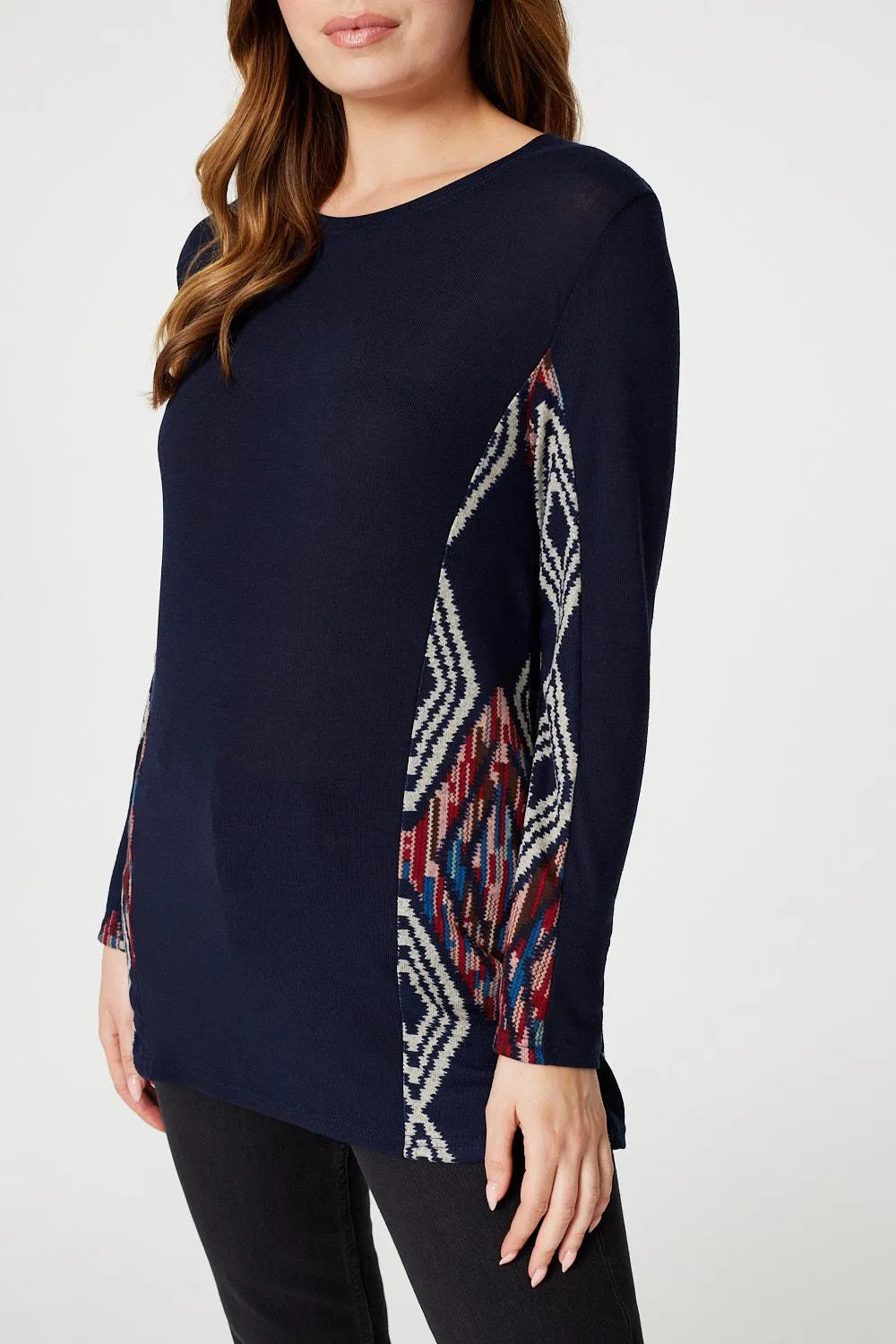 Aztec Panel Print Tunic Top