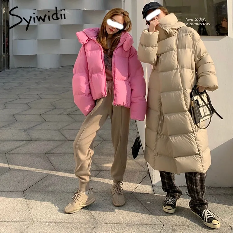 Back to College Joskaa Pink Winter Jacket Women Oversized Loose Autumn Ladies Coats Harajuku Korean Fashion 2024 New Streetwear Warm Outerwear