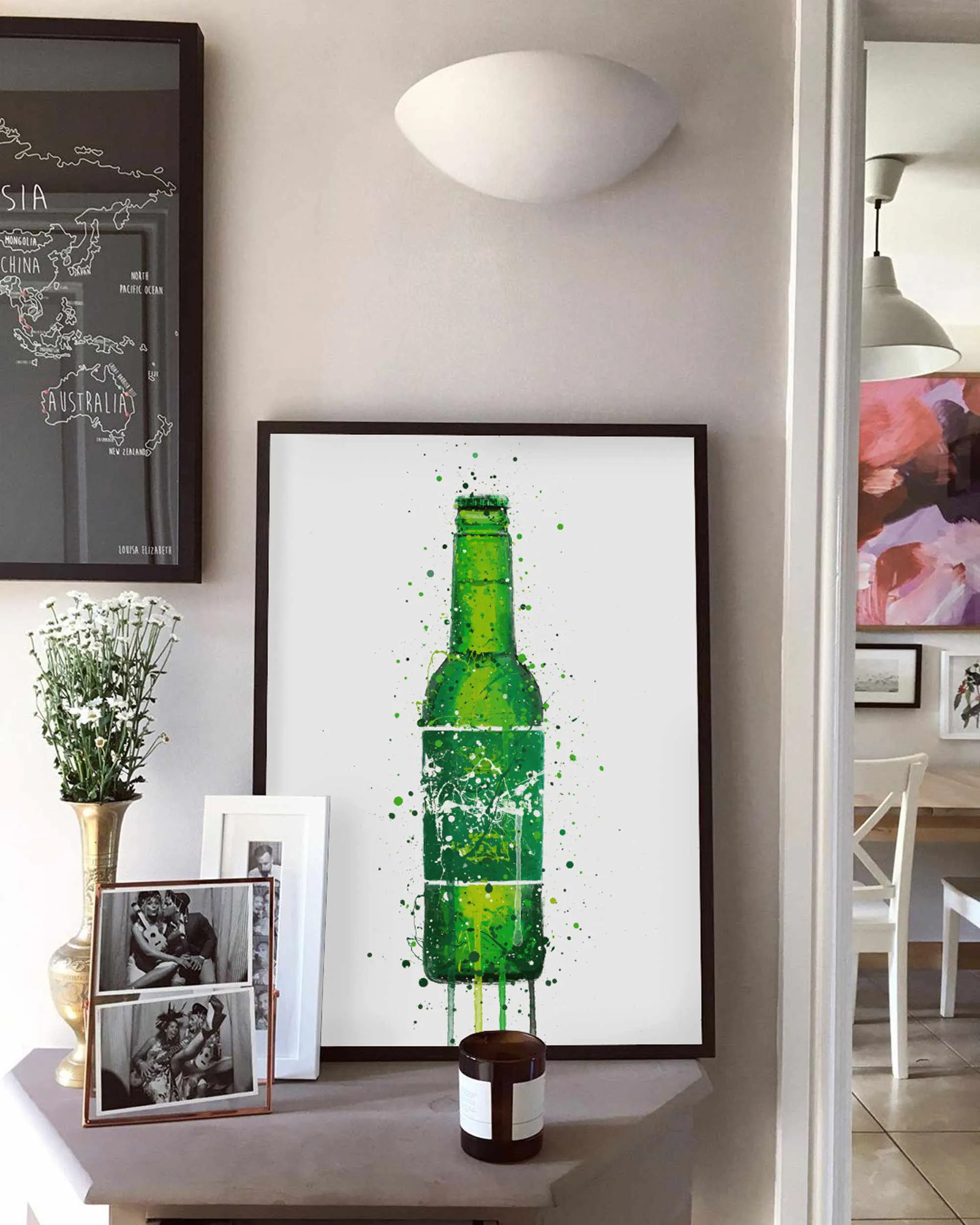 Beer Bottle Wall Art Print 'Danish Green'