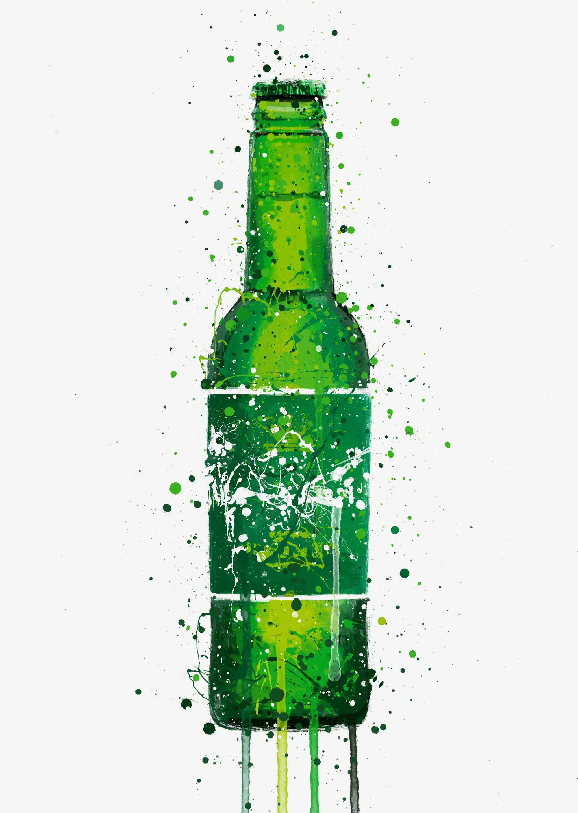 Beer Bottle Wall Art Print 'Danish Green'