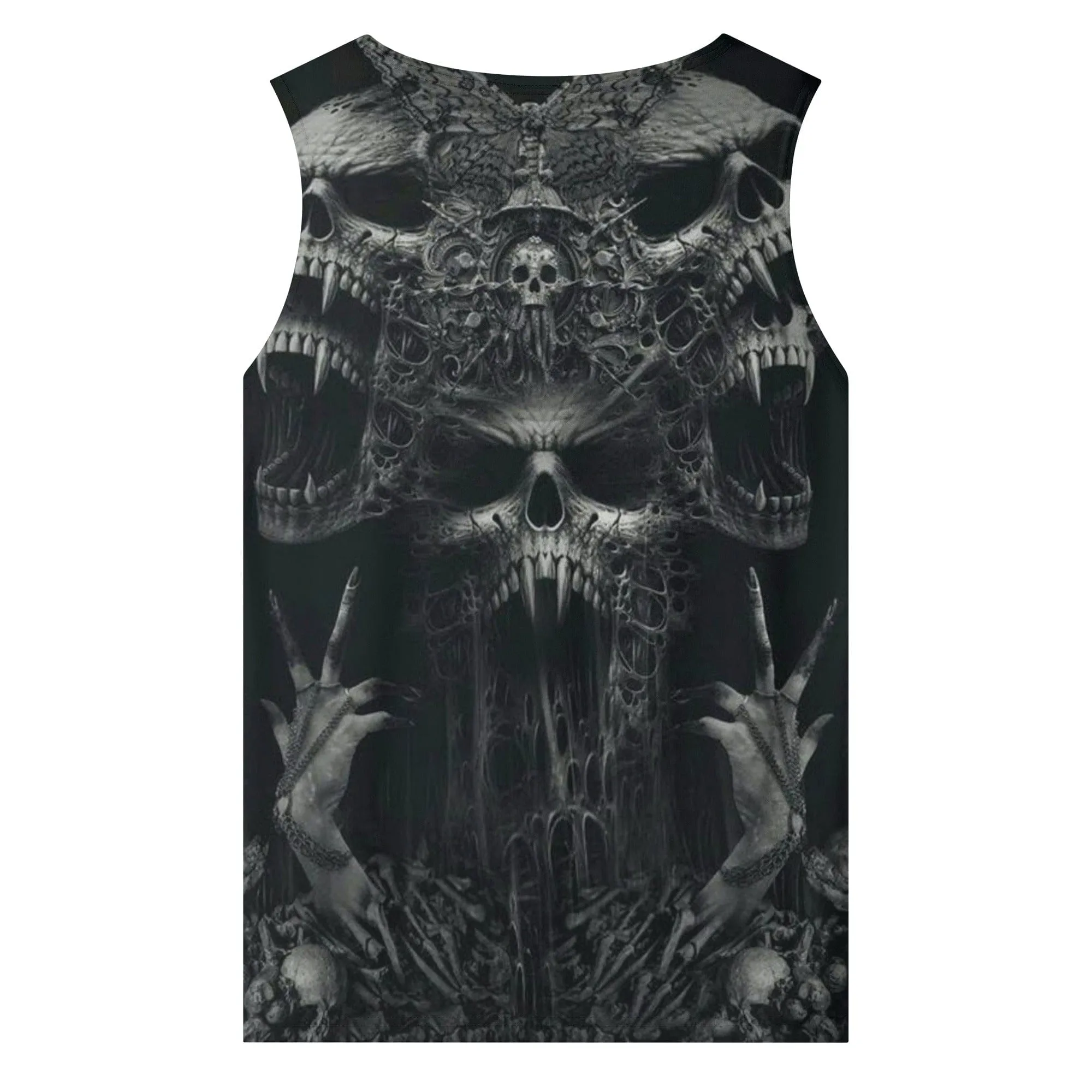 Black Gothic Skull Tank Top for Men