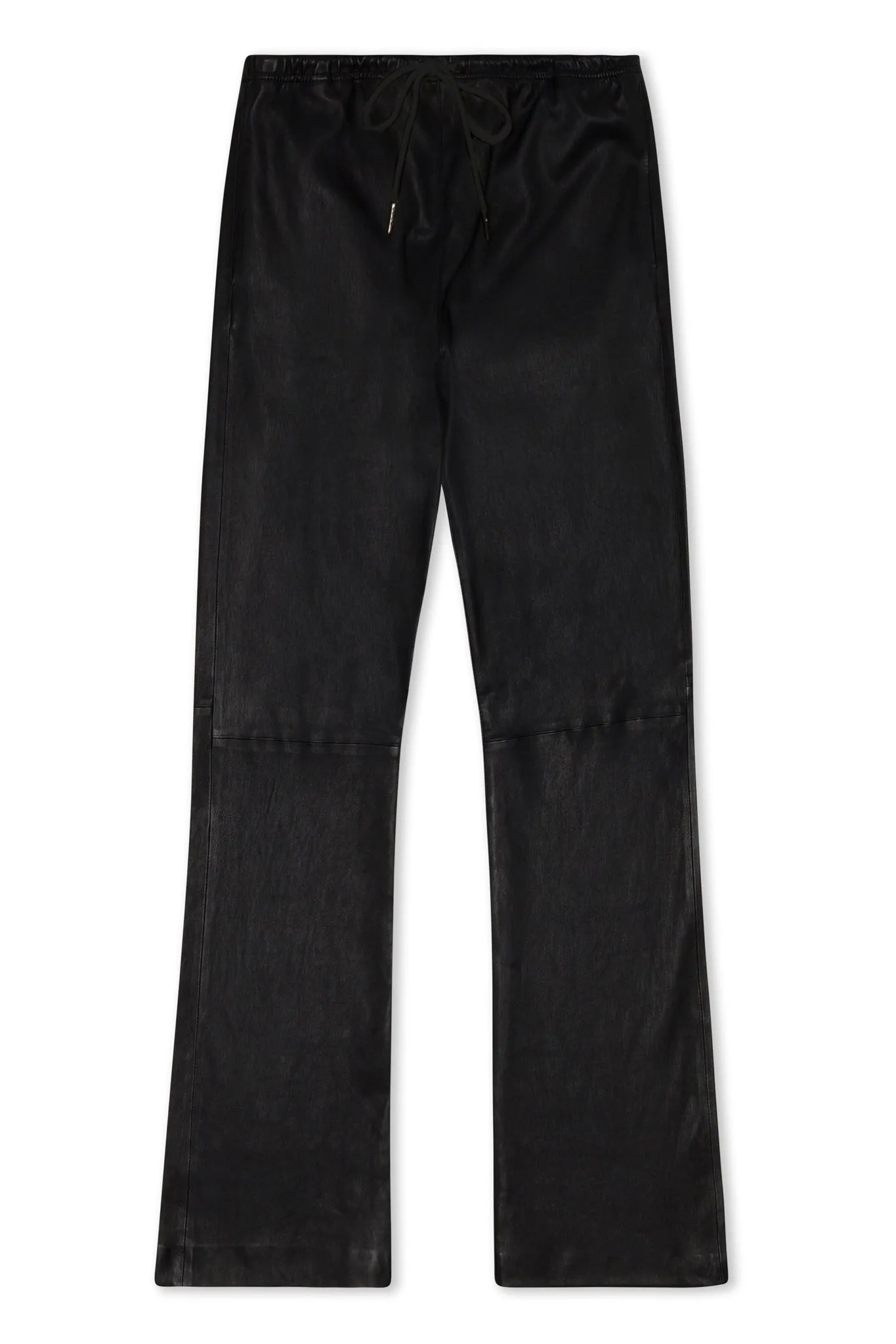 Black Leather Straight Leg Pants