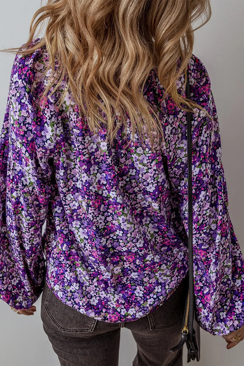 Boho Flower Bubble Sleeve Blouse