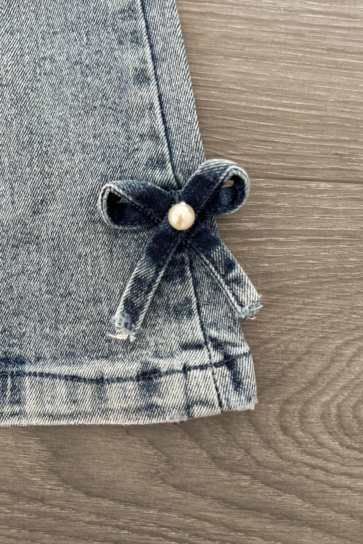 Bows & Pearls Flare Denim Jeans