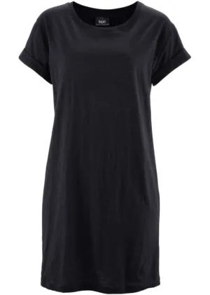 Bpc Bonprix Collection Loose Long Shirt with Short Sleeves, Black