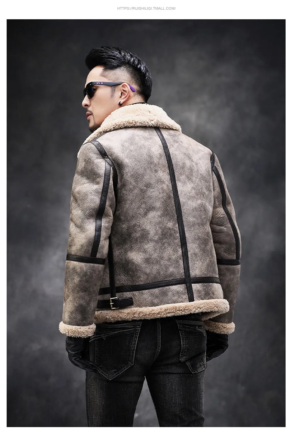 Brown Genuine Leather Sherling Fur Coats