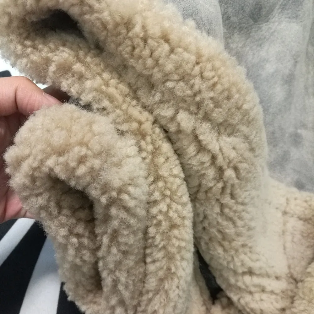 Brown Genuine Leather Sherling Fur Coats