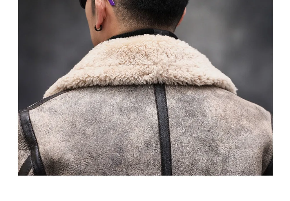 Brown Genuine Leather Sherling Fur Coats