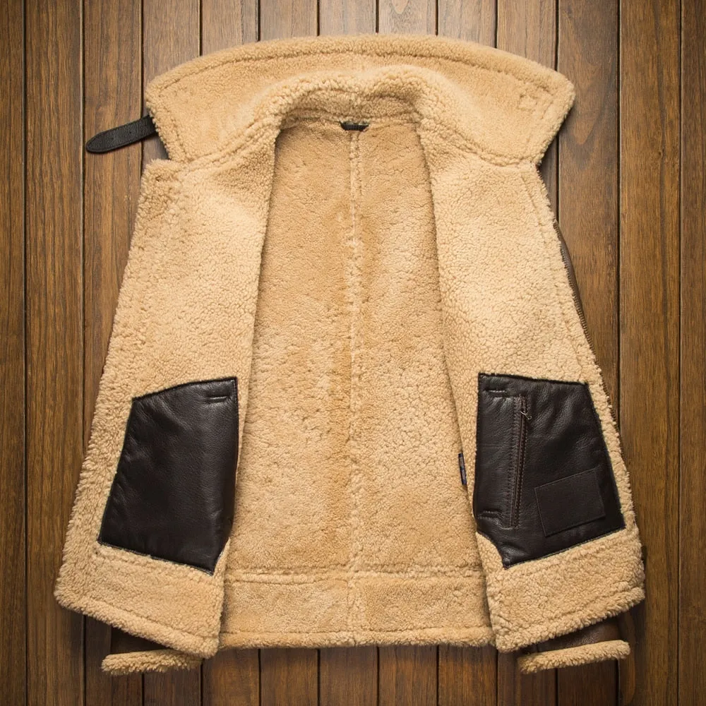 Brown Genuine Leather Sherling Fur Coats