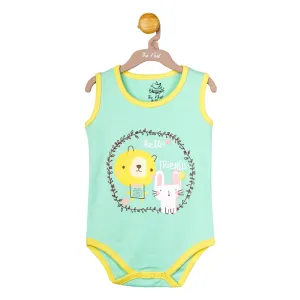 Bunny & Bear's friendship tale bodysuit in Cyan