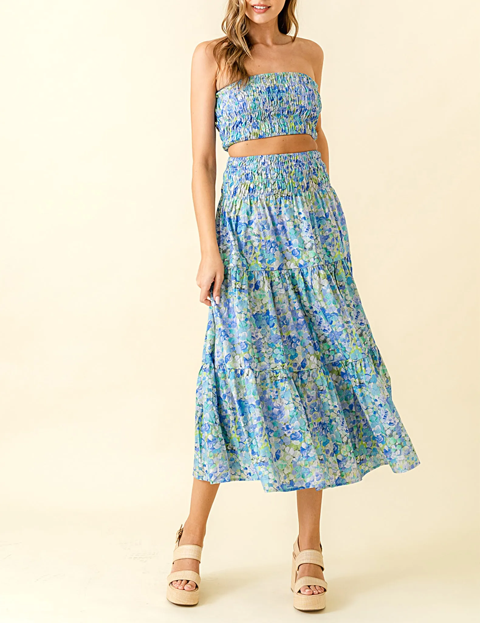 Cassidy Smocked Floral Tiered Skirt