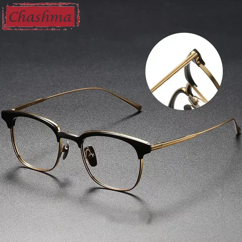 Chashma Unisex Full Rim Square Acetate Titanium Eyeglasses 2147