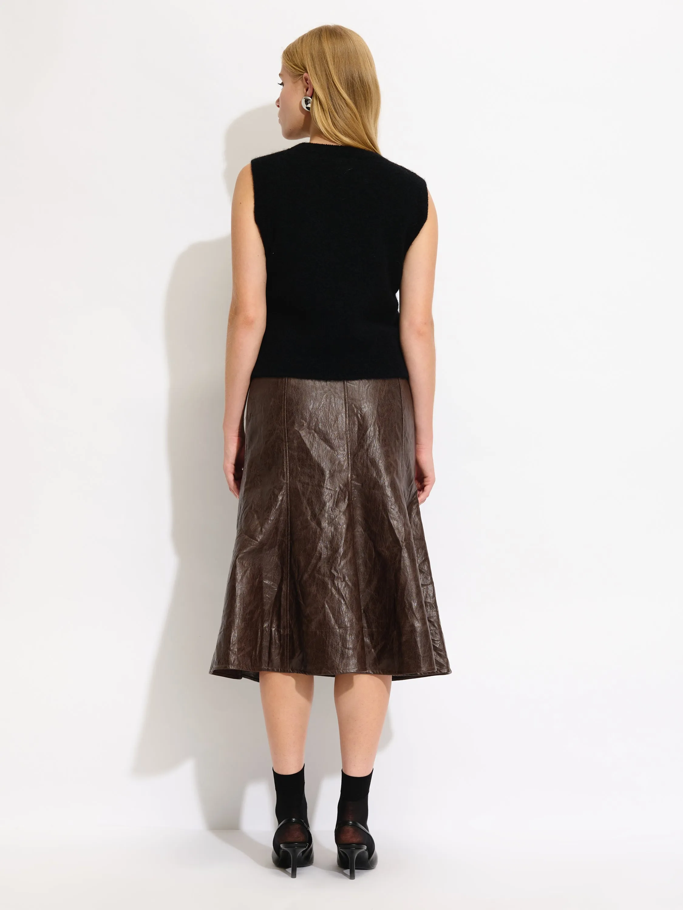 Crinkled Faux Leather Skirt