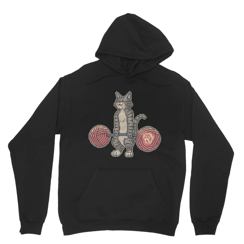 Deadlifting Tabby Cat [16-bit Pixel Edition] Hoodie (UK)