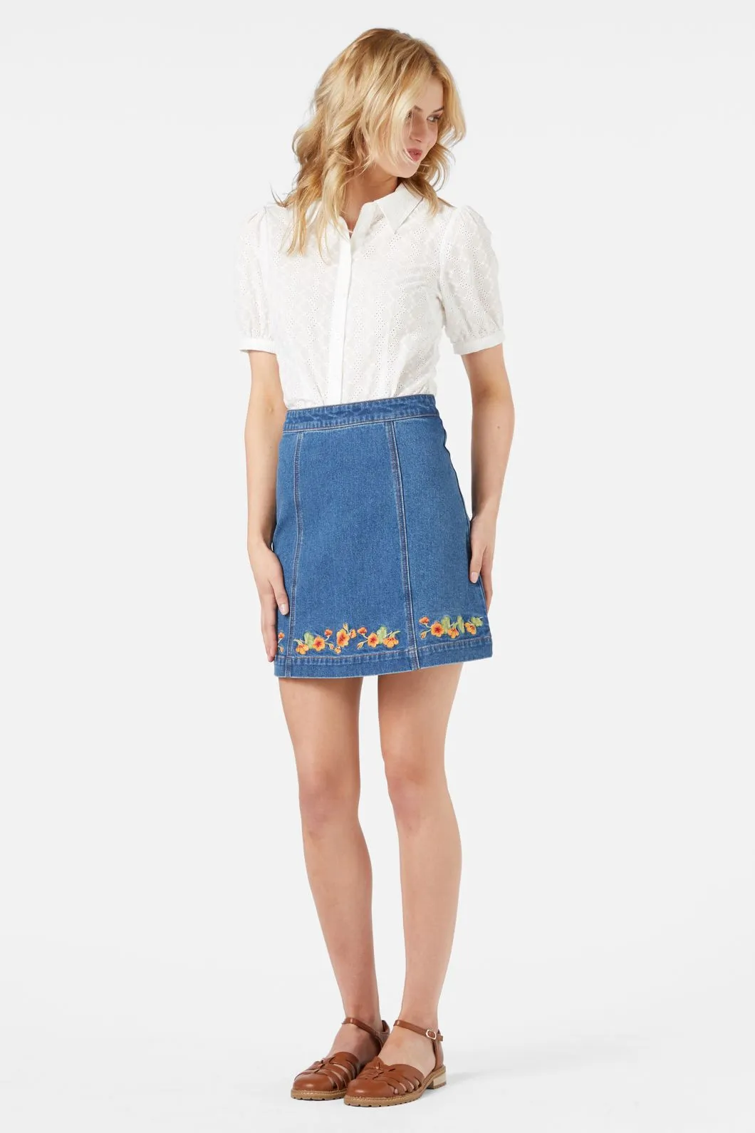 Emb Nasturtium Mini Skirt