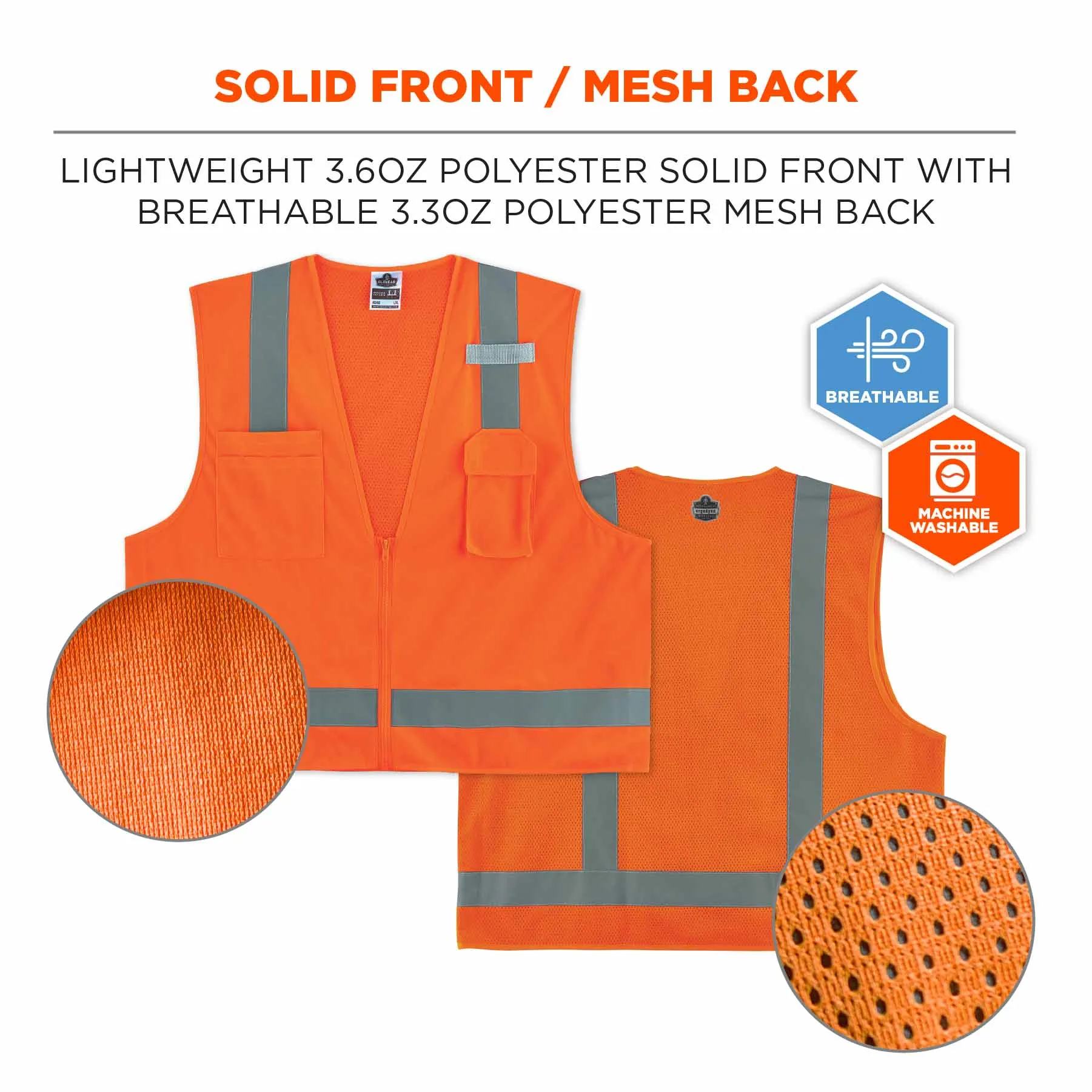 Ergodyne 24513 8249Z-S M Orange Class 2 Economy Surveyors Vest - Single Size