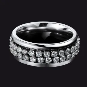 FaithHeart Cubic Zirconia Fidget Band Ring Rotatable Ring for Men