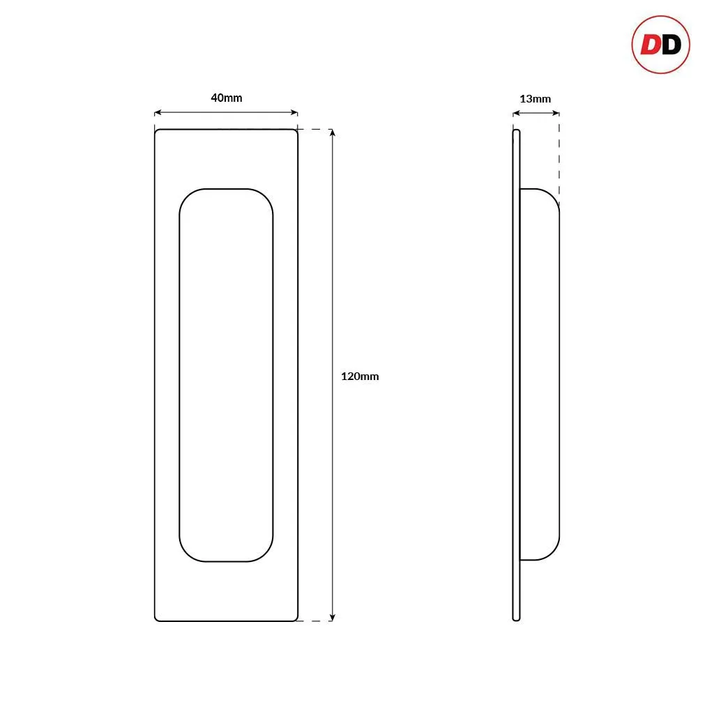 Four Pairs of Chester 120mm Sliding Door Oblong Flush Pulls - Polished Stainless Steel