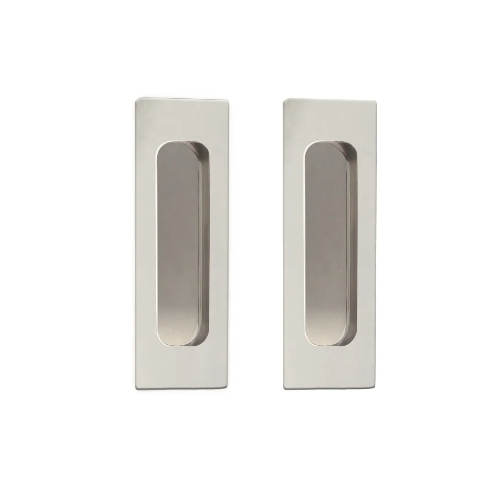 Four Pairs of Chester 120mm Sliding Door Oblong Flush Pulls - Polished Stainless Steel