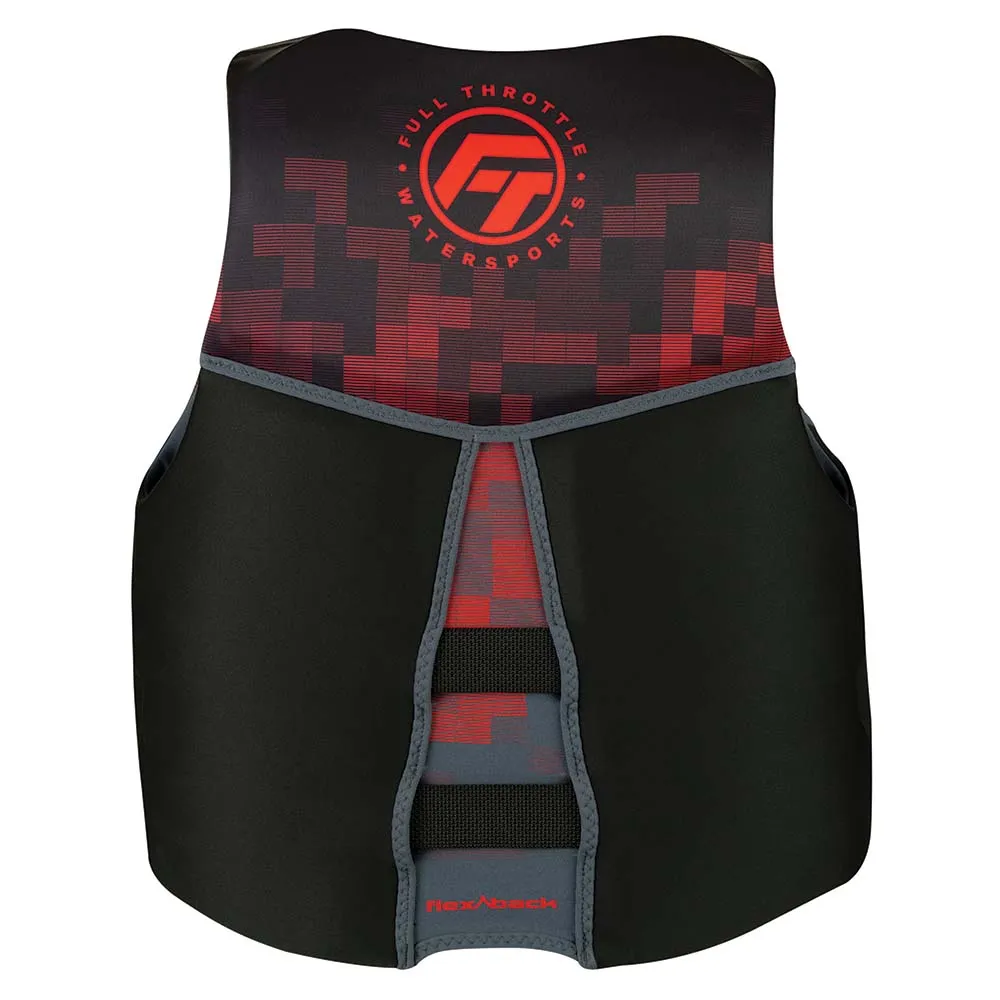 Full Throttle Mens Rapid-Dry Flex-Back Life Jacket - S - Black/Red