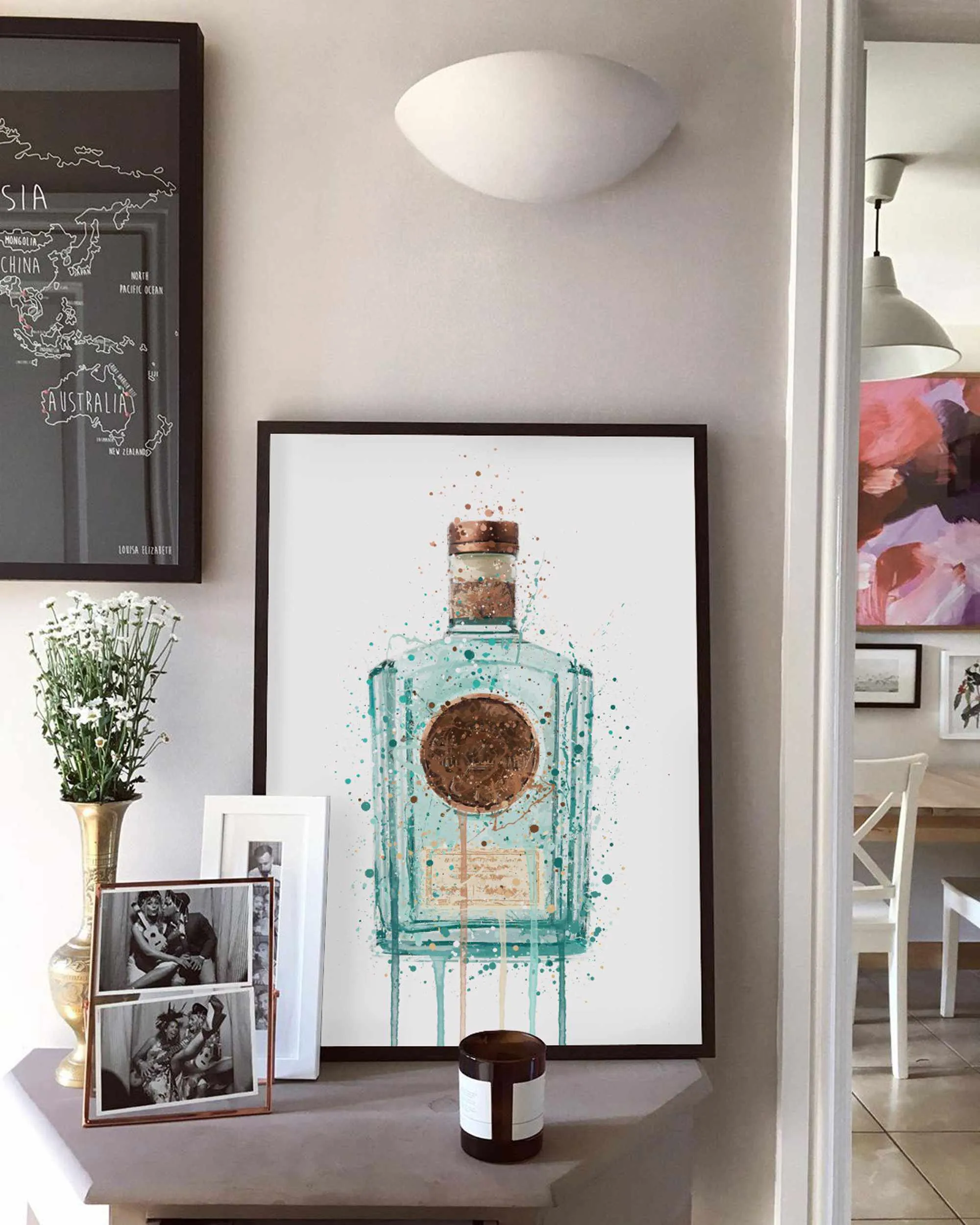 Gin Bottle Wall Art Print 'Art Deco'