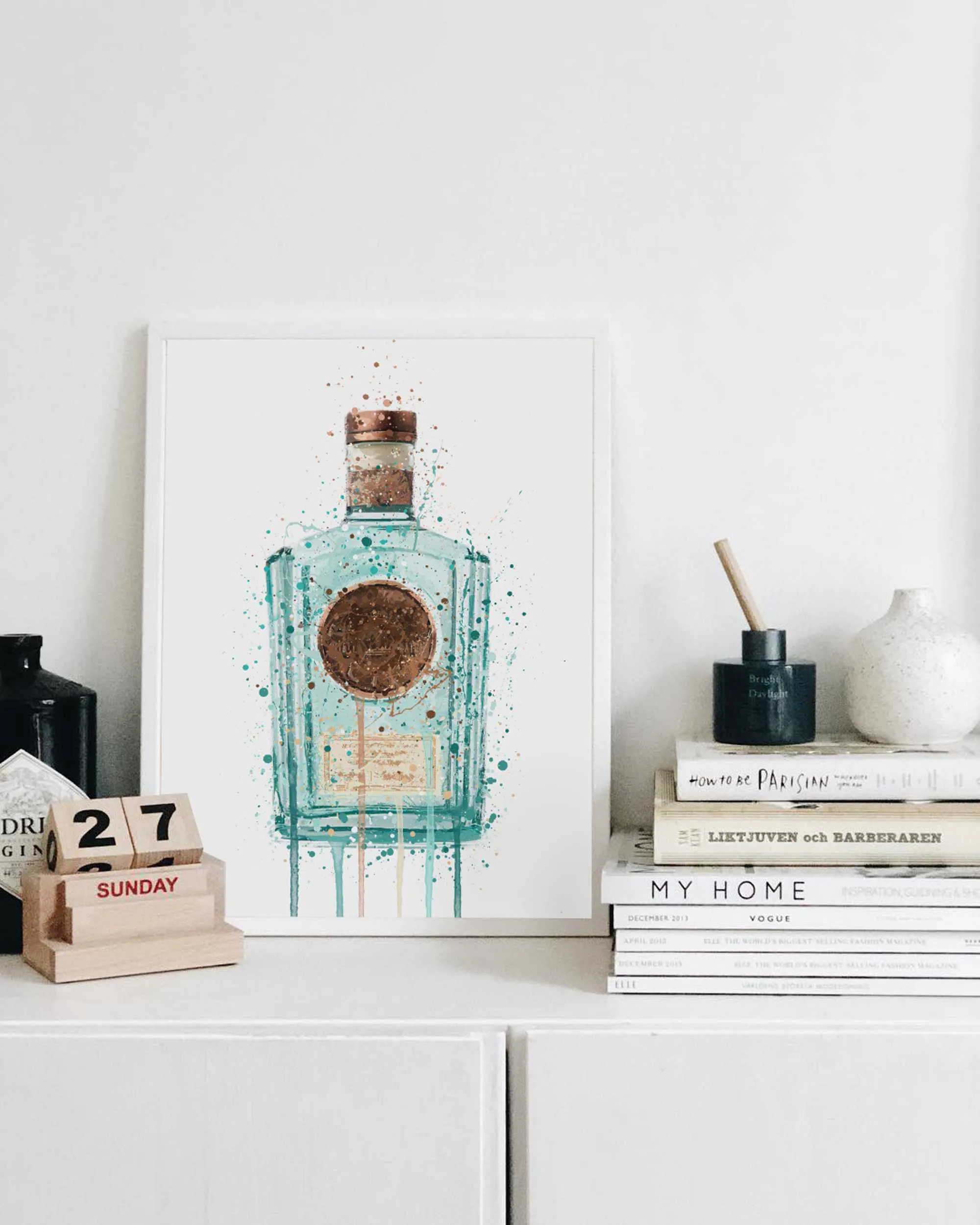 Gin Bottle Wall Art Print 'Art Deco'