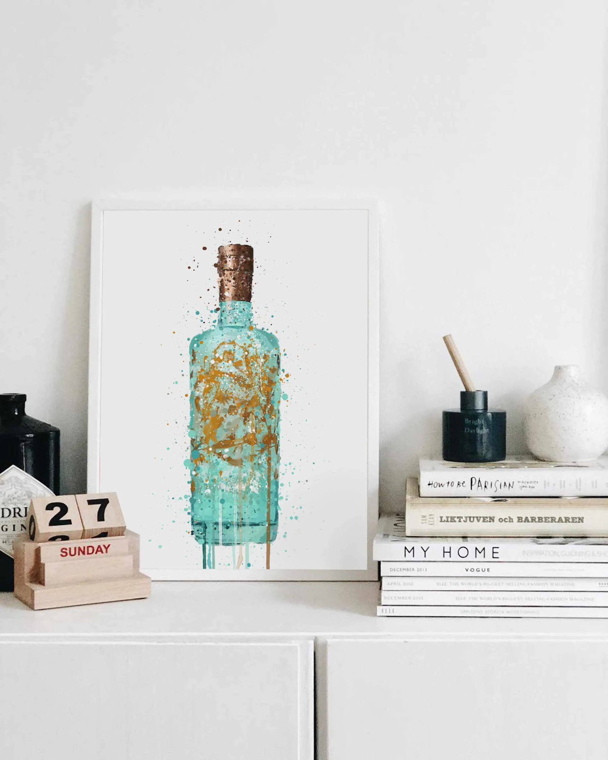 Gin Bottle Wall Art Print 'Sea Spray'