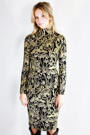 Gold on Black Shroomed Bandit Dress