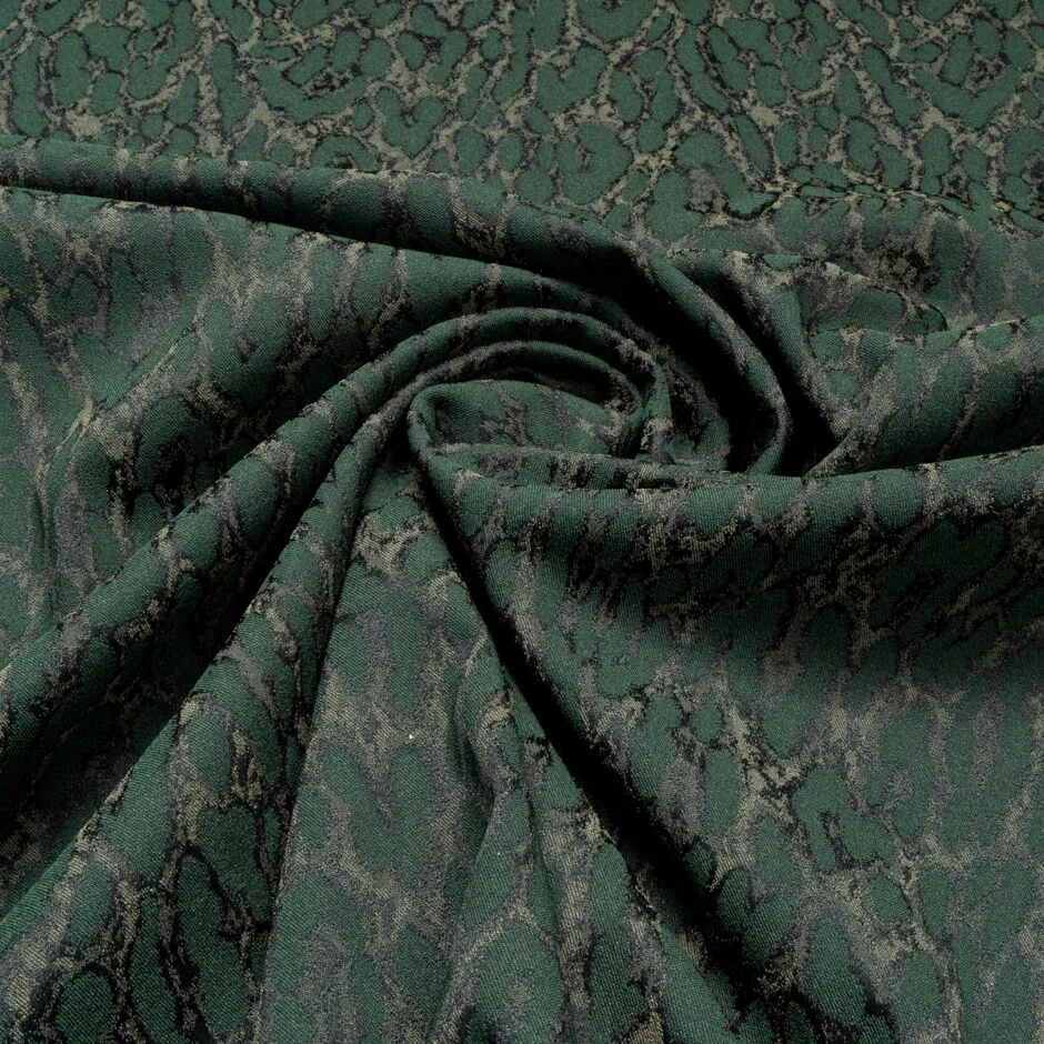 Green Abstract Animal Stretch Brocade