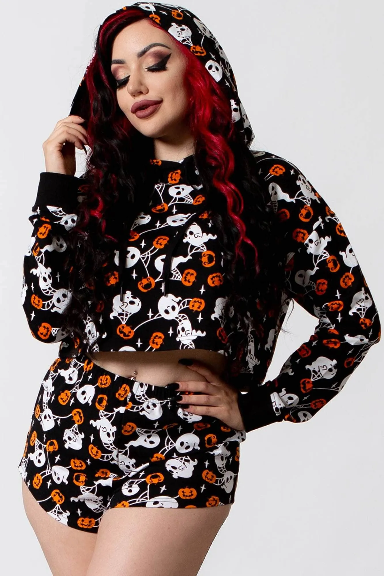 Haunted Pumpkin Cropped Hoodie