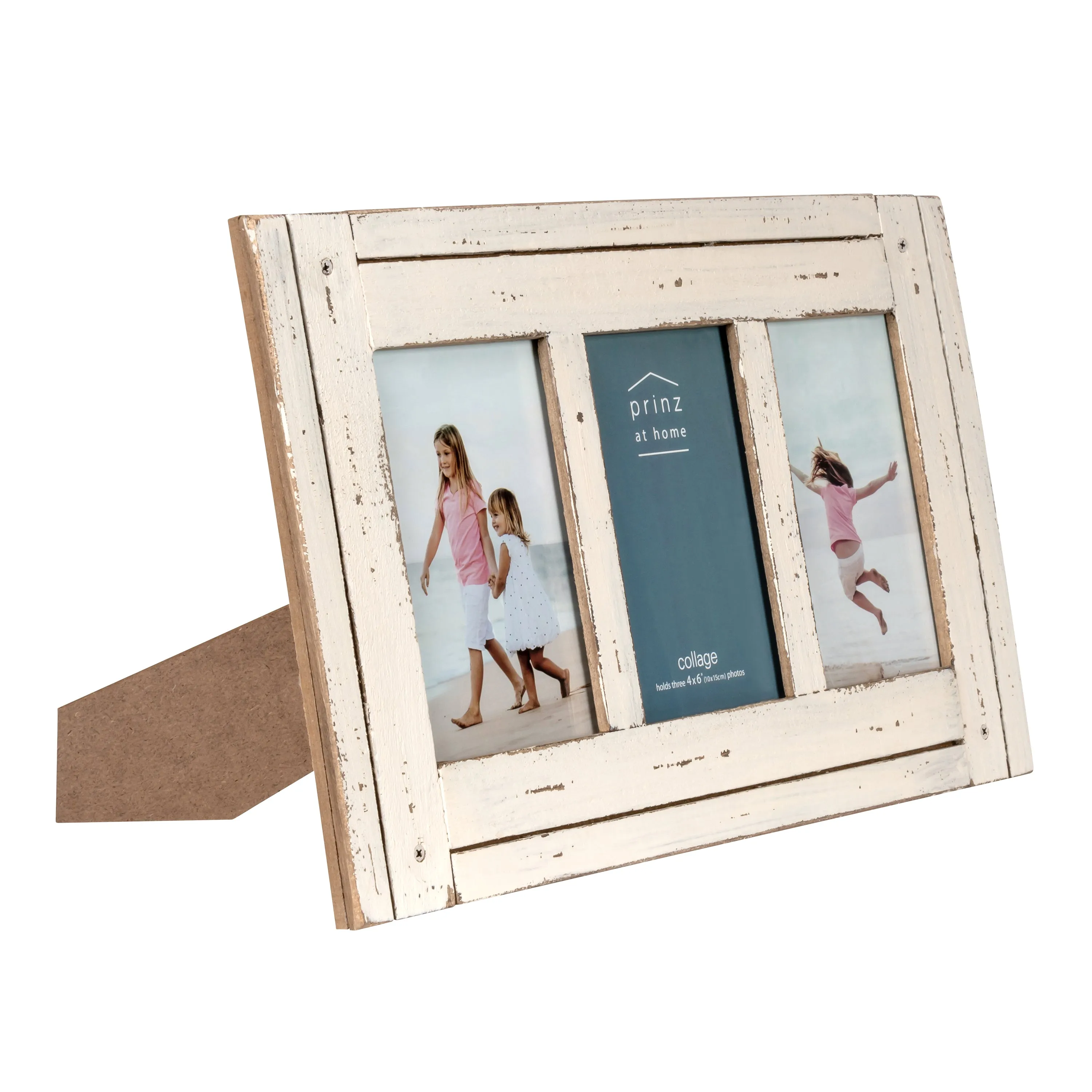 Homestead Collage 4-inch by 6-inch Picture Frame for Three Photos, Distressed White