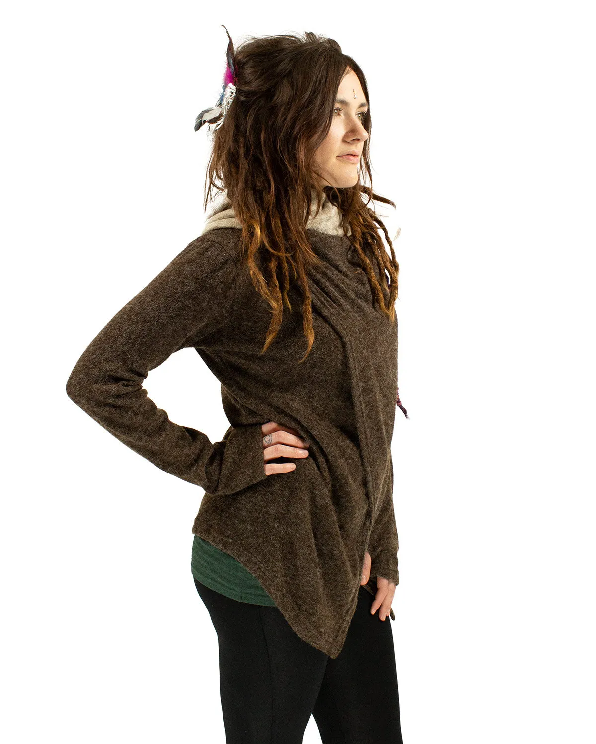 Hooded Cardigan Jacket Brown