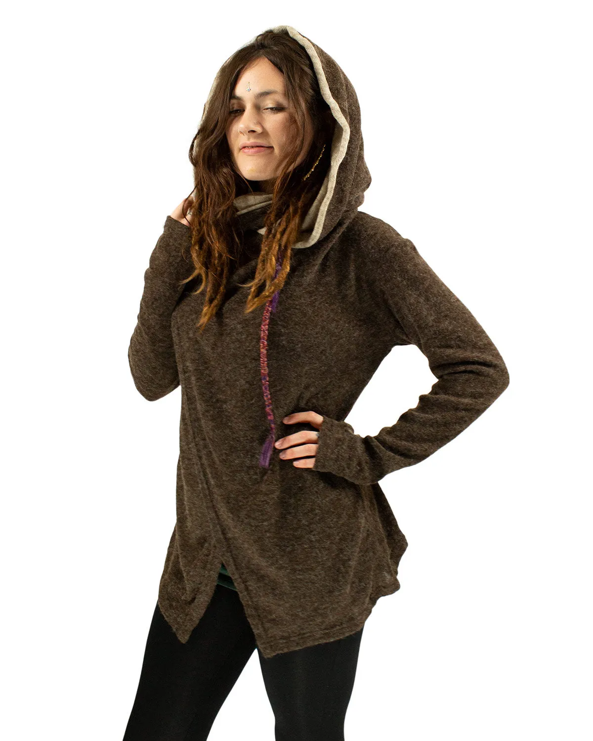 Hooded Cardigan Jacket Brown