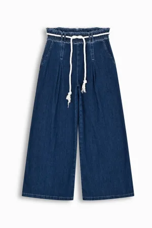 Indigo Wide-Leg Denim Trousers