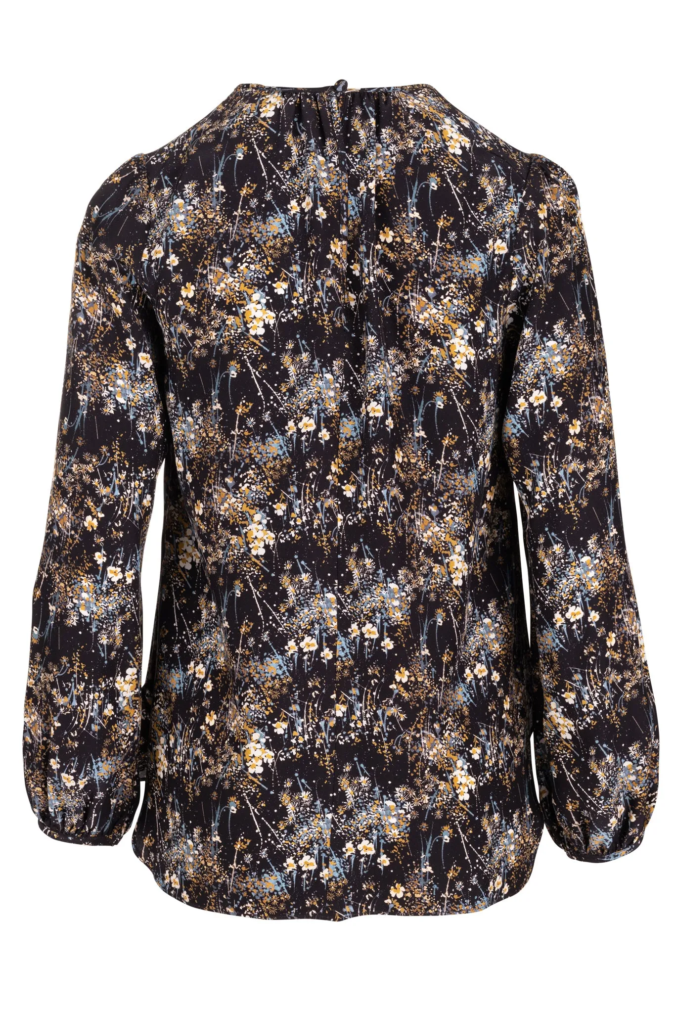 Keyhole Blouse - Denim Bursting Blooms