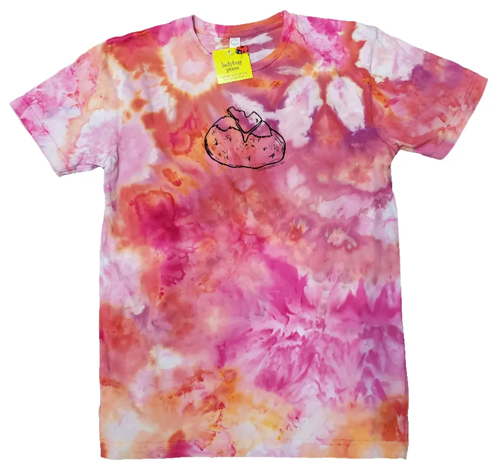 Kids Ice Dyed Idaho Spud T-shirt, screen printed with eco-friendly waterbased inks, youth sizes