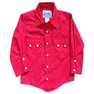 Kid's Youth Vintage Solid Red Western Shirt