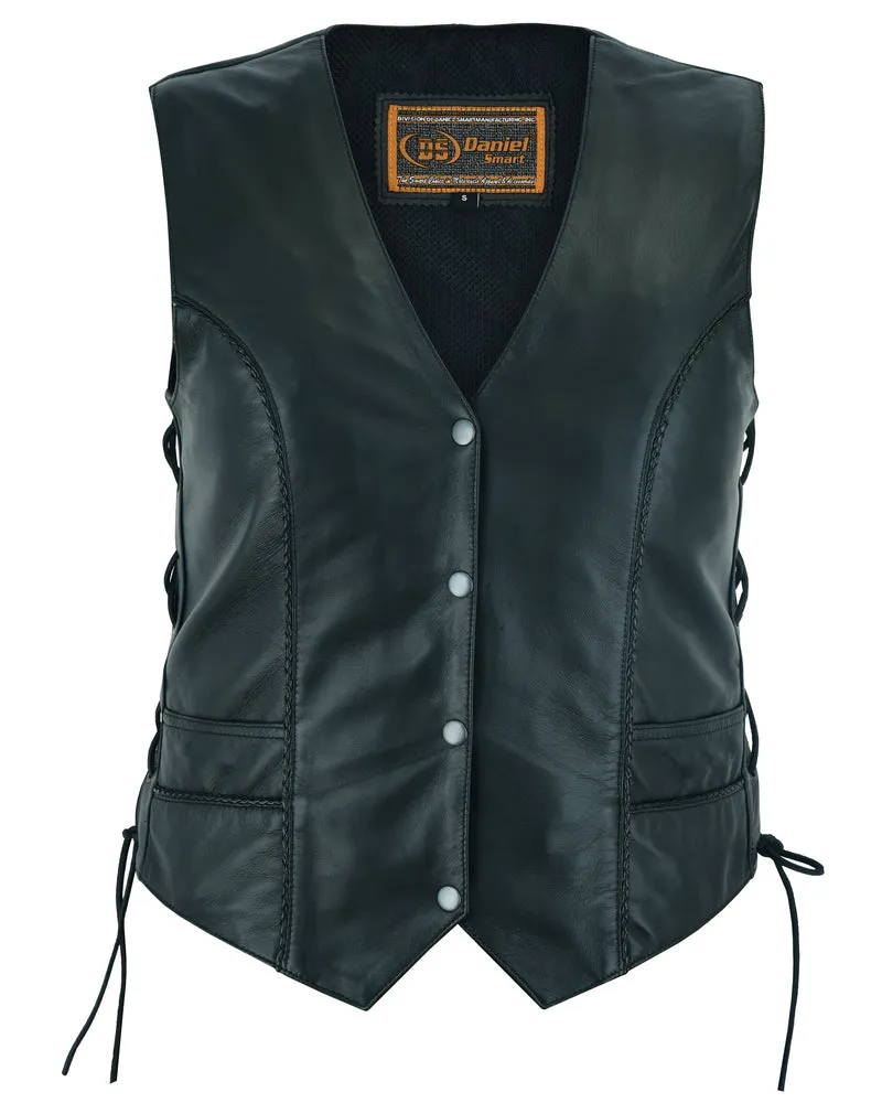 Leather Women's Ultra-Thin Braided Vest