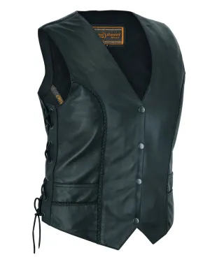 Leather Women's Ultra-Thin Braided Vest