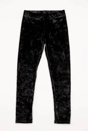 Leggings in Black Crushed Velvet