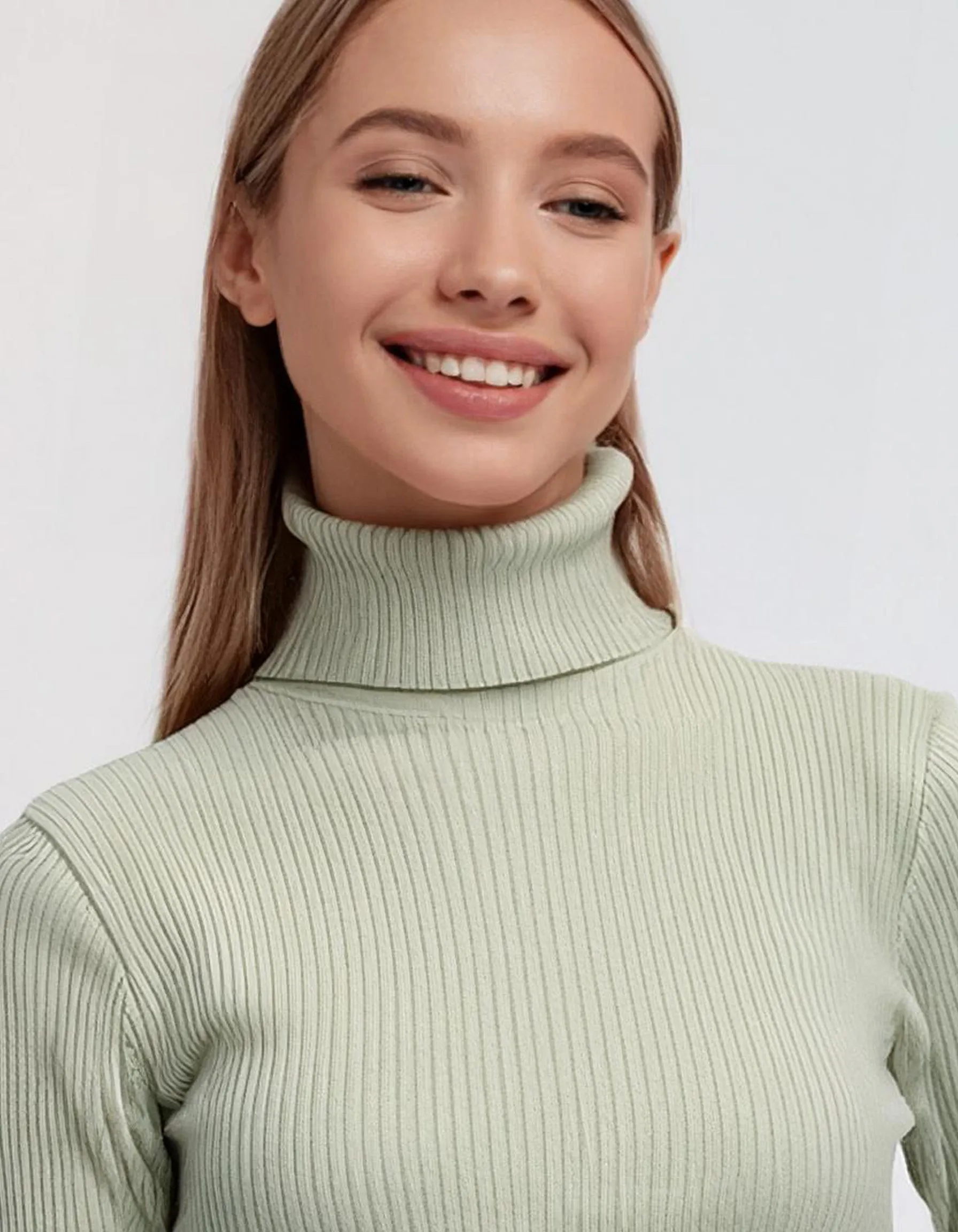 Light Sage Slim Fit Turtleneck Pullover