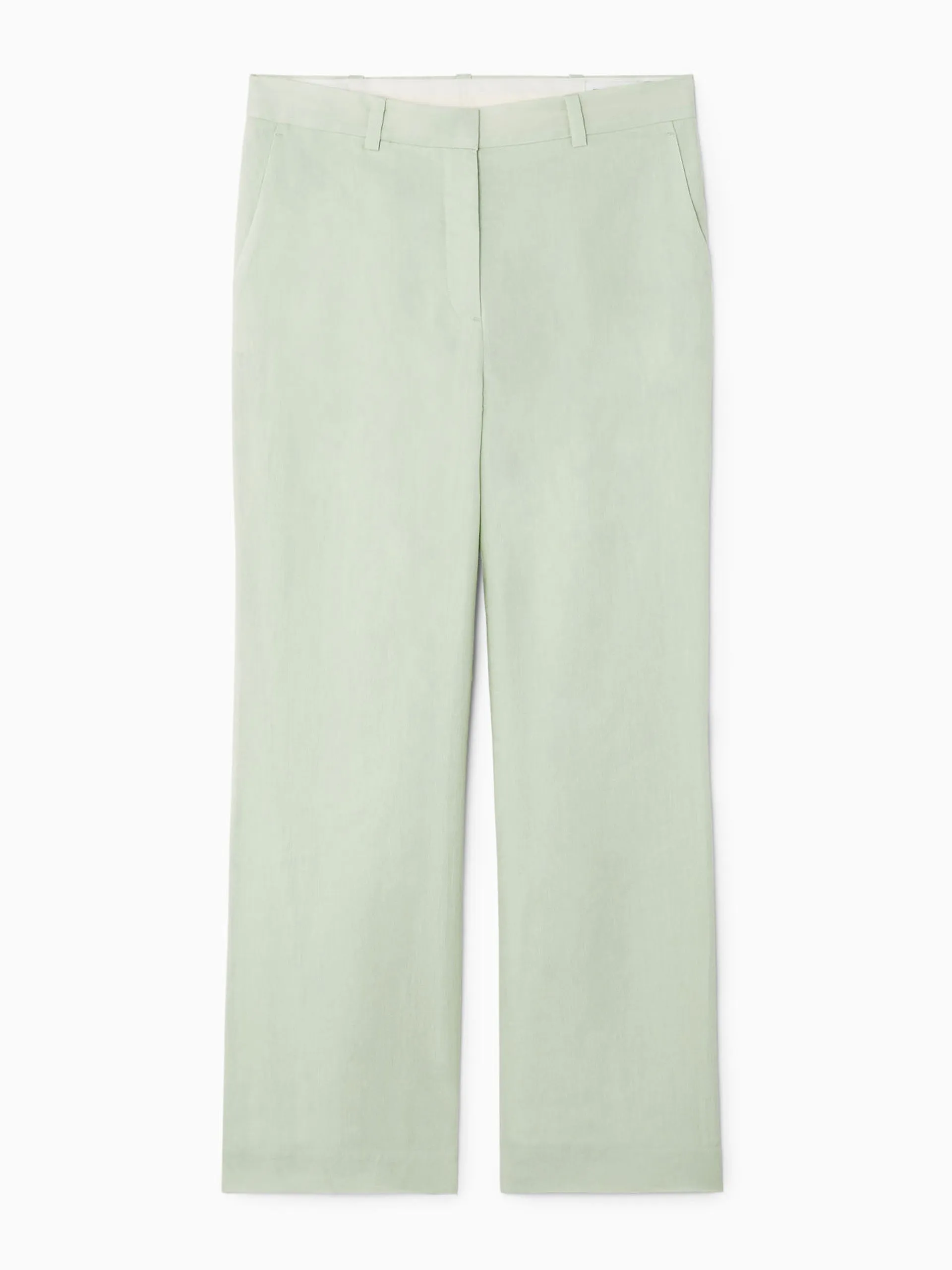 Linen-blend flared trousers