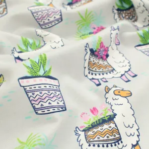 Llama on Grey Printed Flannelette Design-17